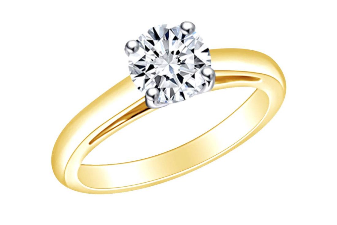 0.8 Carat (Ctw) Round Shape White Natural Diamond Solitaire Engagement Ring In 14k Solid Gold